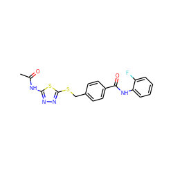 CC(=O)Nc1nnc(SCc2ccc(C(=O)Nc3ccccc3F)cc2)s1 ZINC000001114178