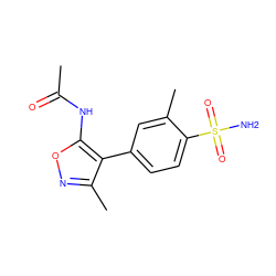 CC(=O)Nc1onc(C)c1-c1ccc(S(N)(=O)=O)c(C)c1 ZINC001772625261