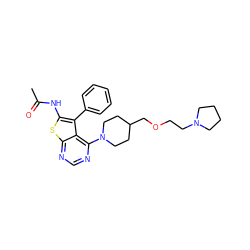 CC(=O)Nc1sc2ncnc(N3CCC(COCCN4CCCC4)CC3)c2c1-c1ccccc1 ZINC000146478187