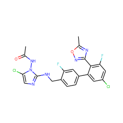 CC(=O)Nn1c(Cl)cnc1NCc1ccc(-c2cc(Cl)cc(F)c2-c2noc(C)n2)cc1F ZINC000045367135