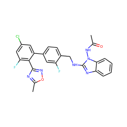 CC(=O)Nn1c(NCc2ccc(-c3cc(Cl)cc(F)c3-c3noc(C)n3)cc2F)nc2ccccc21 ZINC000045387105