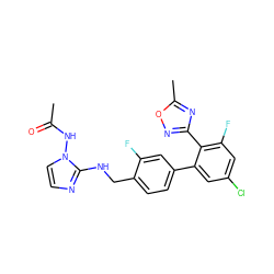 CC(=O)Nn1ccnc1NCc1ccc(-c2cc(Cl)cc(F)c2-c2noc(C)n2)cc1F ZINC000045366057