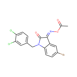 CC(=O)O/N=C1/C(=O)N(Cc2ccc(Cl)c(Cl)c2)c2ccc(Br)cc21 ZINC000064475189