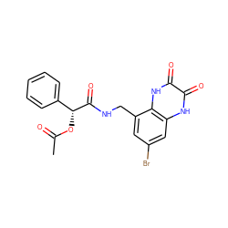 CC(=O)O[C@@H](C(=O)NCc1cc(Br)cc2[nH]c(=O)c(=O)[nH]c12)c1ccccc1 ZINC000027555434