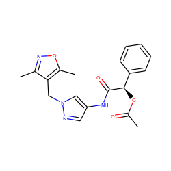 CC(=O)O[C@@H](C(=O)Nc1cnn(Cc2c(C)noc2C)c1)c1ccccc1 ZINC000107379315