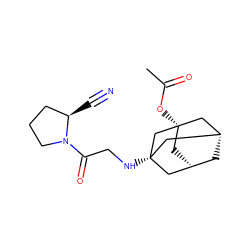 CC(=O)O[C@]12C[C@H]3C[C@H](C[C@@](NCC(=O)N4CCC[C@H]4C#N)(C3)C1)C2 ZINC000103258427