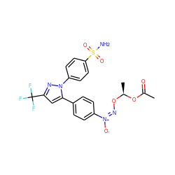 CC(=O)O[C@H](C)O/N=[N+](/[O-])c1ccc(-c2cc(C(F)(F)F)nn2-c2ccc(S(N)(=O)=O)cc2)cc1 ZINC000058575383