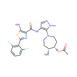 CC(=O)O[C@H]1CCN(c2c(NC(=O)c3nc(-c4c(F)cccc4F)sc3N)cnn2C)CC[C@H]1N ZINC000169699532