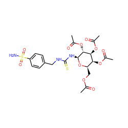 CC(=O)OC[C@H]1O[C@@H](NC(=S)NCc2ccc(S(N)(=O)=O)cc2)[C@H](OC(C)=O)[C@@H](OC(C)=O)[C@H]1OC(C)=O ZINC000073296179