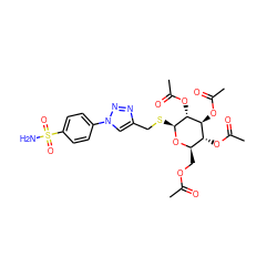 CC(=O)OC[C@H]1O[C@@H](SCc2cn(-c3ccc(S(N)(=O)=O)cc3)nn2)[C@H](OC(C)=O)[C@@H](OC(C)=O)[C@@H]1OC(C)=O ZINC000042888956