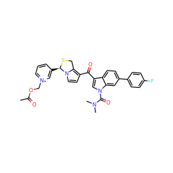 CC(=O)OC[n+]1cccc([C@H]2SCc3c(C(=O)c4cn(C(=O)N(C)C)c5cc(-c6ccc(F)cc6)ccc45)ccn32)c1 ZINC000003930598