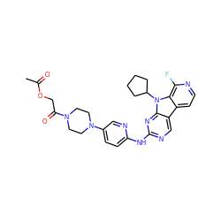 CC(=O)OCC(=O)N1CCN(c2ccc(Nc3ncc4c5ccnc(F)c5n(C5CCCC5)c4n3)nc2)CC1 ZINC000117687204