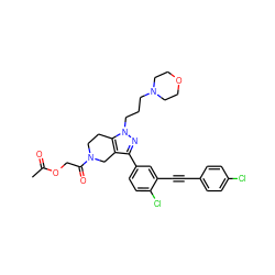 CC(=O)OCC(=O)N1CCc2c(c(-c3ccc(Cl)c(C#Cc4ccc(Cl)cc4)c3)nn2CCCN2CCOCC2)C1 ZINC000049694784