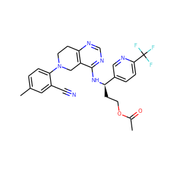 CC(=O)OCC[C@@H](Nc1ncnc2c1CN(c1ccc(C)cc1C#N)CC2)c1ccc(C(F)(F)F)nc1 ZINC000148439789