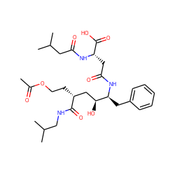 CC(=O)OCC[C@H](C[C@H](O)[C@H](Cc1ccccc1)NC(=O)C[C@H](NC(=O)CC(C)C)C(=O)O)C(=O)NCC(C)C ZINC000027654828