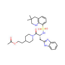 CC(=O)OCCC1CCN(C(=O)[C@@H](Cc2nc3ccccc3[nH]2)NS(=O)(=O)c2cccc3c2NCC(C)(C)C3)CC1 ZINC000029338407