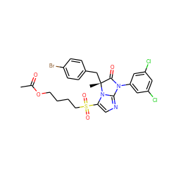 CC(=O)OCCCCS(=O)(=O)c1cnc2n1[C@](C)(Cc1ccc(Br)cc1)C(=O)N2c1cc(Cl)cc(Cl)c1 ZINC000028462136