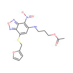 CC(=O)OCCCNc1cc(SCc2ccco2)c2nonc2c1[N+](=O)[O-] ZINC000008683040