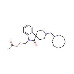 CC(=O)OCCN1C(=O)C2(CCN(CC3CCCCCCC3)CC2)c2ccccc21 ZINC000028528668