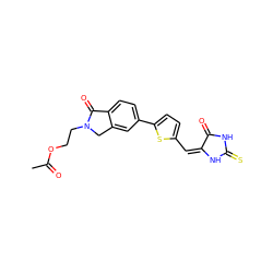 CC(=O)OCCN1Cc2cc(-c3ccc(/C=C4/NC(=S)NC4=O)s3)ccc2C1=O ZINC000103237718