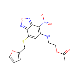 CC(=O)OCCNc1cc(SCc2ccco2)c2nonc2c1[N+](=O)[O-] ZINC000008829943