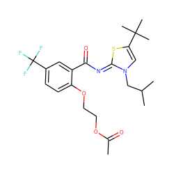 CC(=O)OCCOc1ccc(C(F)(F)F)cc1C(=O)/N=c1\sc(C(C)(C)C)cn1CC(C)C ZINC000068208105