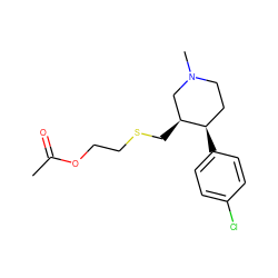 CC(=O)OCCSC[C@H]1CN(C)CC[C@H]1c1ccc(Cl)cc1 ZINC000013677509