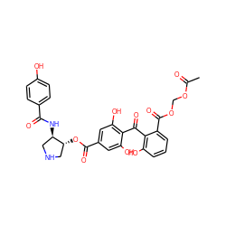 CC(=O)OCOC(=O)c1cccc(O)c1C(=O)c1c(O)cc(C(=O)O[C@@H]2CNC[C@H]2NC(=O)c2ccc(O)cc2)cc1O ZINC000014944176