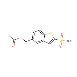 CC(=O)OCc1ccc2sc(S(N)(=O)=O)cc2c1 ZINC000026574055