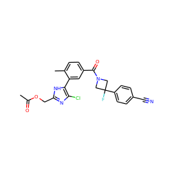 CC(=O)OCc1nc(Cl)c(-c2cc(C(=O)N3CC(F)(c4ccc(C#N)cc4)C3)ccc2C)[nH]1 ZINC000142399090