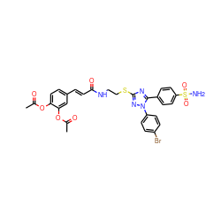 CC(=O)Oc1ccc(/C=C/C(=O)NCCSc2nc(-c3ccc(S(N)(=O)=O)cc3)n(-c3ccc(Br)cc3)n2)cc1OC(C)=O ZINC000653799615