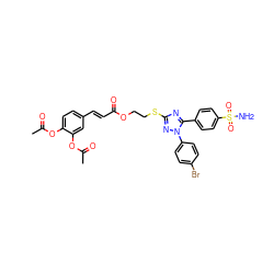 CC(=O)Oc1ccc(/C=C/C(=O)OCCSc2nc(-c3ccc(S(N)(=O)=O)cc3)n(-c3ccc(Br)cc3)n2)cc1OC(C)=O ZINC000653795817