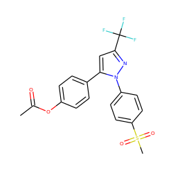 CC(=O)Oc1ccc(-c2cc(C(F)(F)F)nn2-c2ccc(S(C)(=O)=O)cc2)cc1 ZINC000072127768