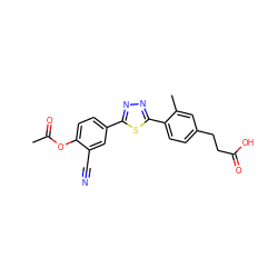 CC(=O)Oc1ccc(-c2nnc(-c3ccc(CCC(=O)O)cc3C)s2)cc1C#N ZINC000038147463