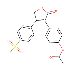 CC(=O)Oc1ccc(C2=C(c3ccc(S(C)(=O)=O)cc3)COC2=O)cc1 ZINC000013818520