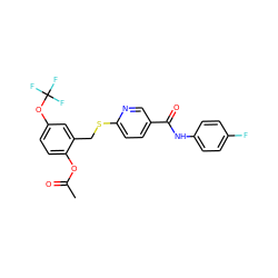 CC(=O)Oc1ccc(OC(F)(F)F)cc1CSc1ccc(C(=O)Nc2ccc(F)cc2)cn1 ZINC000145185346