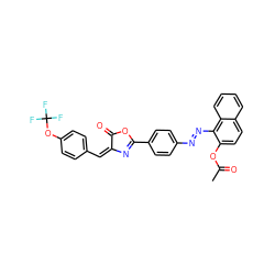 CC(=O)Oc1ccc2ccccc2c1/N=N/c1ccc(C2=N/C(=C/c3ccc(OC(F)(F)F)cc3)C(=O)O2)cc1 ZINC000095602601