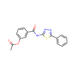 CC(=O)Oc1cccc(C(=O)Nc2nnc(-c3ccccc3)s2)c1 ZINC001772615320