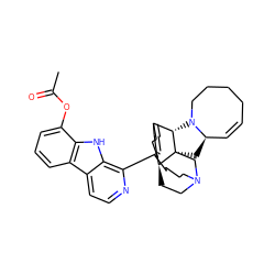 CC(=O)Oc1cccc2c1[nH]c1c(C3=C/C4=C/C/C=C\CCCCN5CC[C@@H]3[C@]3(C[C@@H]6C=CCCCCN6[C@@H]43)C5)nccc12 ZINC000101127235