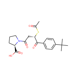 CC(=O)S[C@@H](CC(=O)N1CCC[C@@H]1C(=O)O)C(=O)c1ccc(C(C)(C)C)cc1 ZINC000027311688