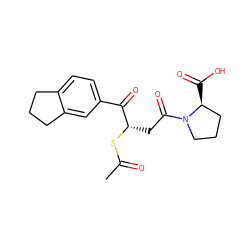 CC(=O)S[C@@H](CC(=O)N1CCC[C@@H]1C(=O)O)C(=O)c1ccc2c(c1)CCC2 ZINC000027314503