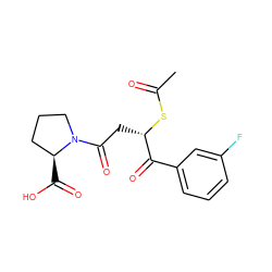 CC(=O)S[C@@H](CC(=O)N1CCC[C@@H]1C(=O)O)C(=O)c1cccc(F)c1 ZINC000027310450