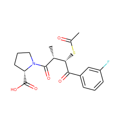 CC(=O)S[C@H](C(=O)c1cccc(F)c1)[C@@H](C)C(=O)N1CCC[C@H]1C(=O)O ZINC000027309370