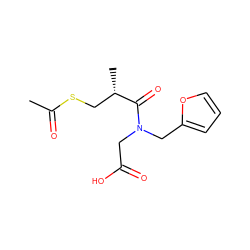 CC(=O)SC[C@H](C)C(=O)N(CC(=O)O)Cc1ccco1 ZINC000027731075