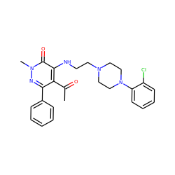 CC(=O)c1c(-c2ccccc2)nn(C)c(=O)c1NCCN1CCN(c2ccccc2Cl)CC1 ZINC000013863379