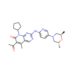 CC(=O)c1c(C)c2cnc(Nc3ccc(N4C[C@@H](C)O[C@H](C)C4)cn3)nc2n(C2CCCC2)c1=O ZINC000013641715