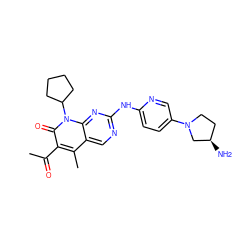 CC(=O)c1c(C)c2cnc(Nc3ccc(N4CC[C@@H](N)C4)cn3)nc2n(C2CCCC2)c1=O ZINC000013641696