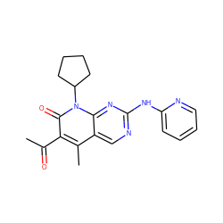 CC(=O)c1c(C)c2cnc(Nc3ccccn3)nc2n(C2CCCC2)c1=O ZINC000013641640