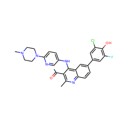 CC(=O)c1c(C)nc2ccc(-c3cc(F)c(O)c(Cl)c3)cc2c1Nc1ccc(N2CCN(C)CC2)nc1 ZINC000219369805