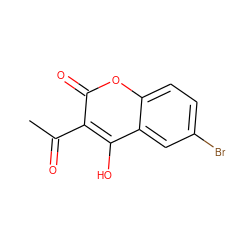 CC(=O)c1c(O)c2cc(Br)ccc2oc1=O ZINC000381037658